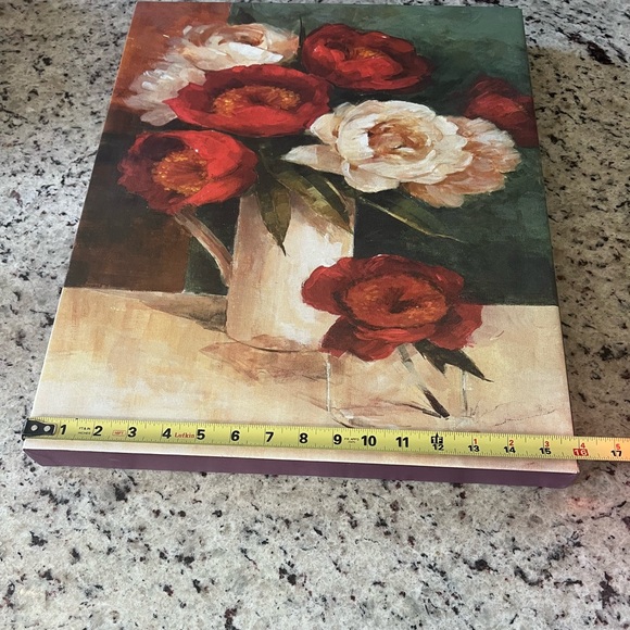 Floral Canvas Art with Red and White Flowers - Picture 4 of 6